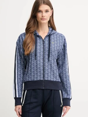 Lacoste bluza damska kolor granatowy z kapturem wzorzysta SF7606