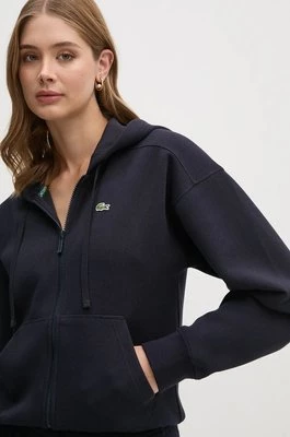 Lacoste bluza damska kolor granatowy z kapturem z aplikacją SF2669