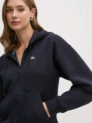 Lacoste bluza damska kolor granatowy z kapturem z aplikacją SF2669