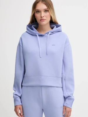 Lacoste bluza damska kolor niebieski z kapturem gładka SF0281