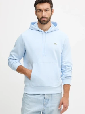 Lacoste bluza kolor niebieski z kapturem gładka SH9623