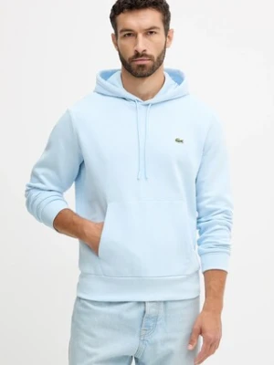 Lacoste bluza kolor niebieski z kapturem gładka SH9623