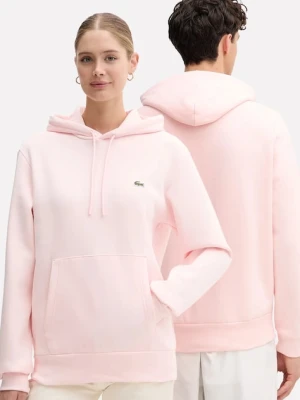 Lacoste bluza kolor różowy z kapturem gładka SH9623