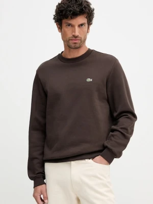 Lacoste bluza męska kolor brązowy gładka