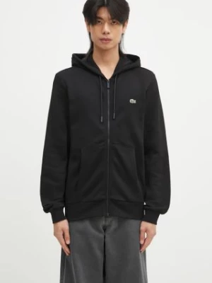 Lacoste bluza męska kolor czarny z kapturem gładka
