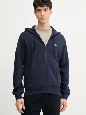 Lacoste bluza męska kolor granatowy z kapturem gładka