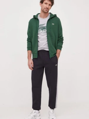 Lacoste bluza męska kolor zielony z kapturem gładka