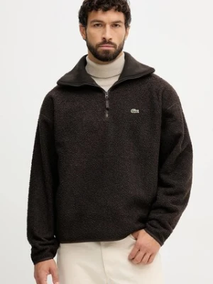 Lacoste bluza polarowa męska kolor brązowy gładka SH5500