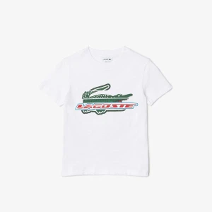 Lacoste Çocuk Baskılı Beyaz T-Shirt