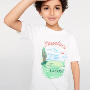 Lacoste Çocuk Bisiklet Yaka Baskılı Beyaz T-Shirt