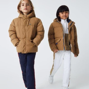 Lacoste Çocuk Kapüşonlu Suya Dayanıklı Kahverengi Mont