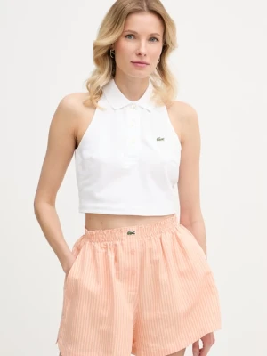 Lacoste crop top damski bawełniany z elastanem