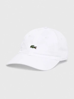 Lacoste czapka z daszkiem bawełniana kolor biały z aplikacją RK0491-031