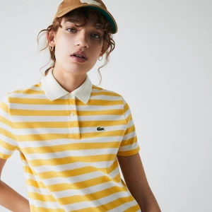 Lacoste Damska bawełniana koszulka polo Regular Fit z kołnierzykiem z siateczki w paski
