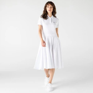 Lacoste Damska biała sukienka polo z krótkim rękawem