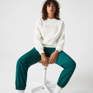 Lacoste Damska bluza polarowa Loose Fit, haftowana, z okrągłym dekoltem