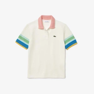 Lacoste Damska koszulka polo z paskami na rękawach z bawełny strukturalnej