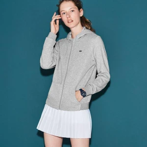Lacoste Damska Sportowa Bluza Polarowa Z Kapturem Do Gry W Tenisa Na Zamek Błyskawiczny