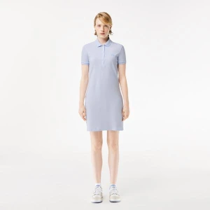 Lacoste Damska sukienka polo z elastycznej bawełny piki NIEBIESKI