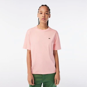 Lacoste damski T-shirt z bawełny klasy premium z okrągłym dekoltem