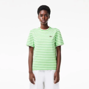 Lacoste damski T-shirt z dżerseju z bawełny prążkowanej Loose Fit