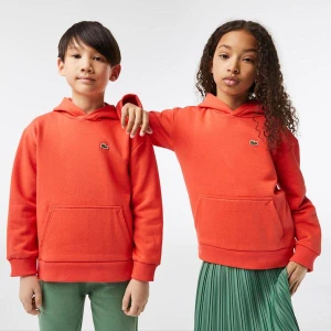 Lacoste dziecięca bluza z kapturem z flaneli z bawełny organicznej