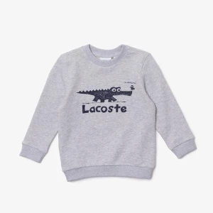 Lacoste dziecięca bluza z okrągłym dekoltem i nadrukiem z logo krokodyla