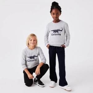 Lacoste dziecięca bluza z okrągłym dekoltem i nadrukiem z logo krokodyla