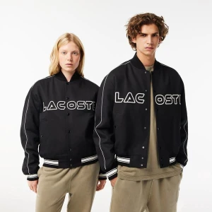 Lacoste Embroidered Cotton Twill Teddy Jacket