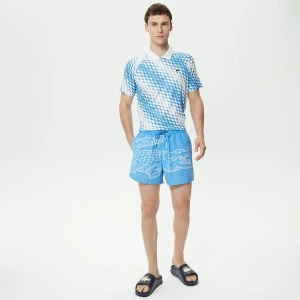 Lacoste Erkek Baskılı Mavi Mayo Şort