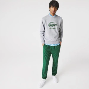 Lacoste Erkek Bisiklet Yaka Desenli Gri Sweatshirt