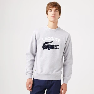 Lacoste Erkek Classic Fit Bisiklet Yaka Baskılı Gri Sweatshirt