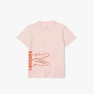 Lacoste Erkek Çocuk Bisiklet Yaka Baskılı Pembe T-Shirt