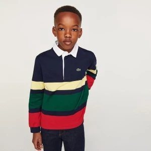 Lacoste Erkek Çocuk Regular Fit Uzun Kollu Renk Bloklu Gri Polo