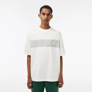 Lacoste Erkek Loose Fit Bisiklet Yaka Baskılı Beyaz T-Shirt