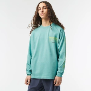 Lacoste Erkek Loose Fit Uzun Kollu Bisiklet Yaka Yeşil T-Shirt