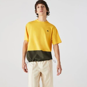 Lacoste Erkek Rahat Fit Bisiklet Yaka Renk Bloklu Sarı T-Shirt