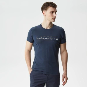 Lacoste Erkek Regular Fit Bisiklet Yaka Baskılı Lacivert T-Shirt