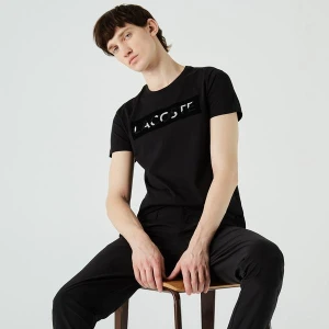 Lacoste Erkek Regular Fit Bisiklet Yaka Baskılı Siyah T-Shirt