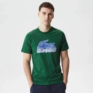 Lacoste Erkek Regular Fit Bisiklet Yaka Baskılı Yeşil T-Shirt