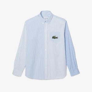 Lacoste Erkek Regular Fit Çizgili Beyaz Gömlek