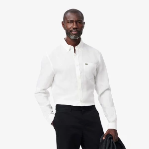 Lacoste Erkek Regular Fit Düğmeli Yaka Beyaz Gömlek