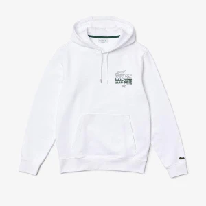 Lacoste Erkek Regular Fit Kapüşonlu Baskılı Beyaz Sweatshirt