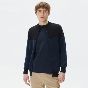 Lacoste Erkek Regular Fit Uzun Kollu Dik Yaka Renk Bloklu Siyah Triko