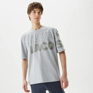 Lacoste Erkek Relaxed Fit Bisiklet Yaka  Baskılı Gri T-Shirt