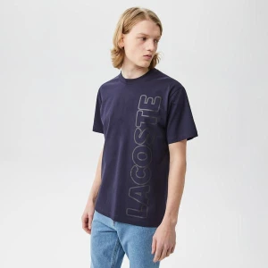 Lacoste Erkek Relaxed Fit Bisiklet Yaka Baskılı Lacivert T-Shirt