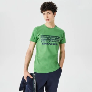 Lacoste Erkek Slim Fit Bisiklet Yaka Baskılı Yeşil T-Shirt