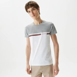 Lacoste Erkek Slim Fit Bisiklet Yaka Renk Bloklu Gri T-Shirt