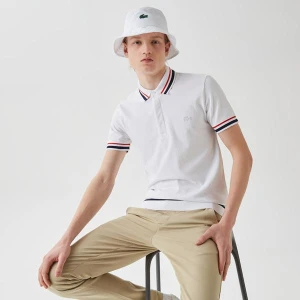 Lacoste Erkek Slim Fit Çizgili Beyaz Polo