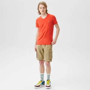 Lacoste Erkek Slim Fit V Yaka Kırmızı T-Shirt